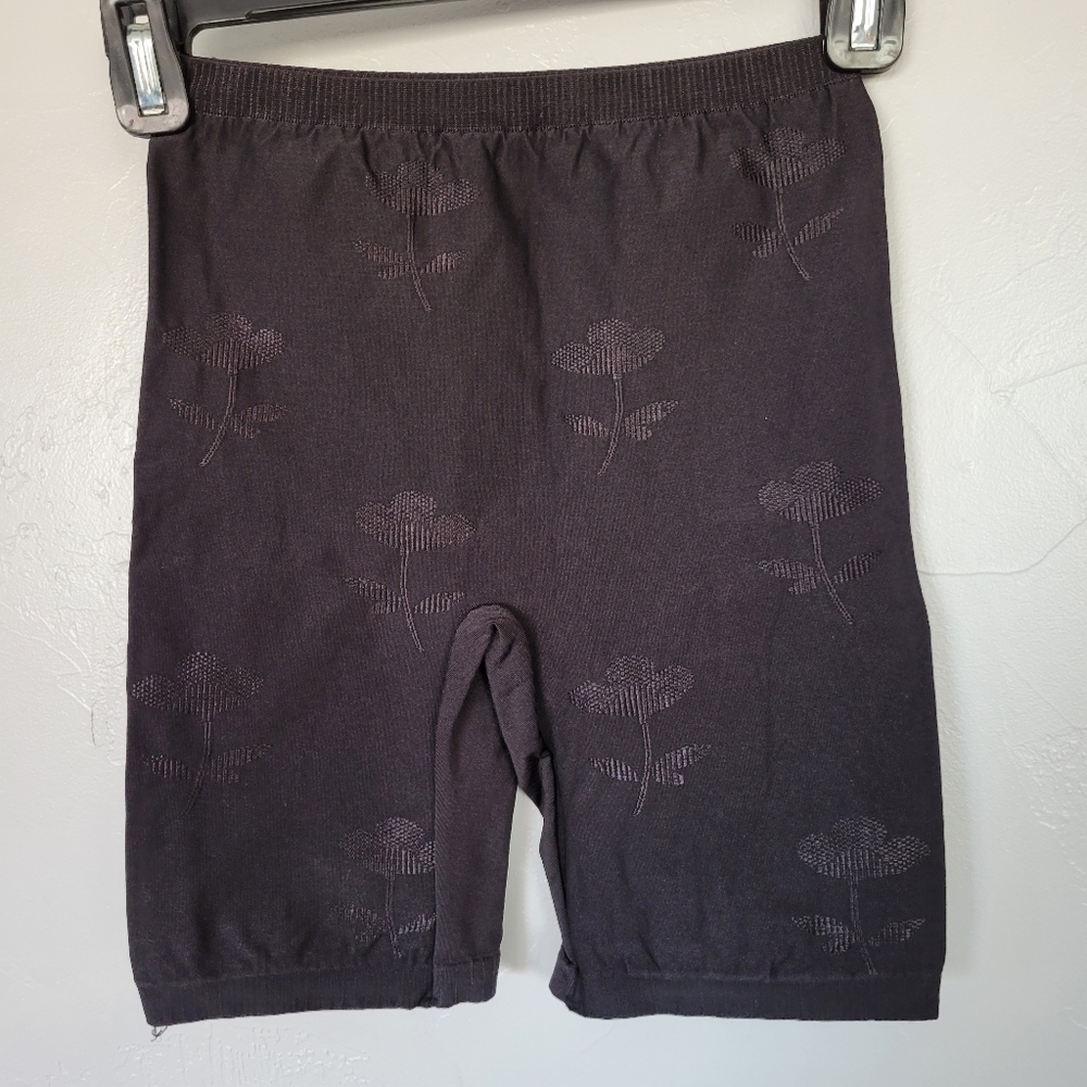 Barely There Small Black Shapewear Biker Shorts Underwear Stretchy Floral Print